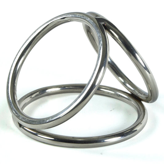 Leluv Triple Loop Cock & Ball Rings Stainless Steel CBT Bondage