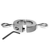 CBT Cock Ring Testicle Scrotum Stretcher w/ Eye Hooks | Stainless Steel