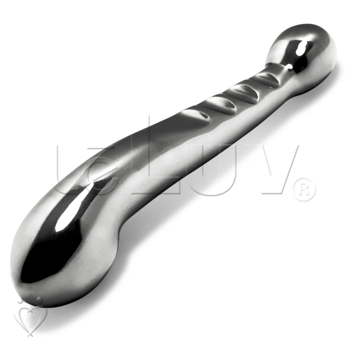 Dildo Stainless Steel Double Ended Curved Ribbed