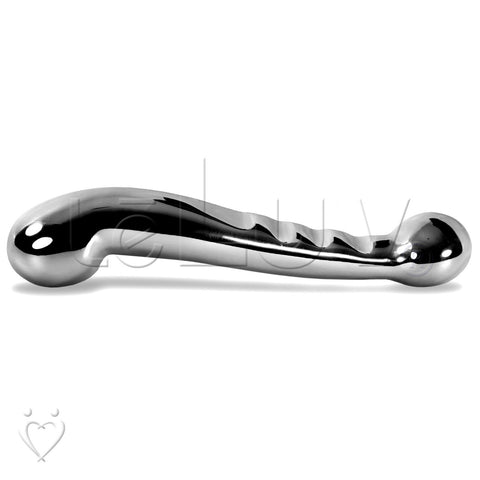 Dildo Stainless Steel Double Ended Curved Ribbed