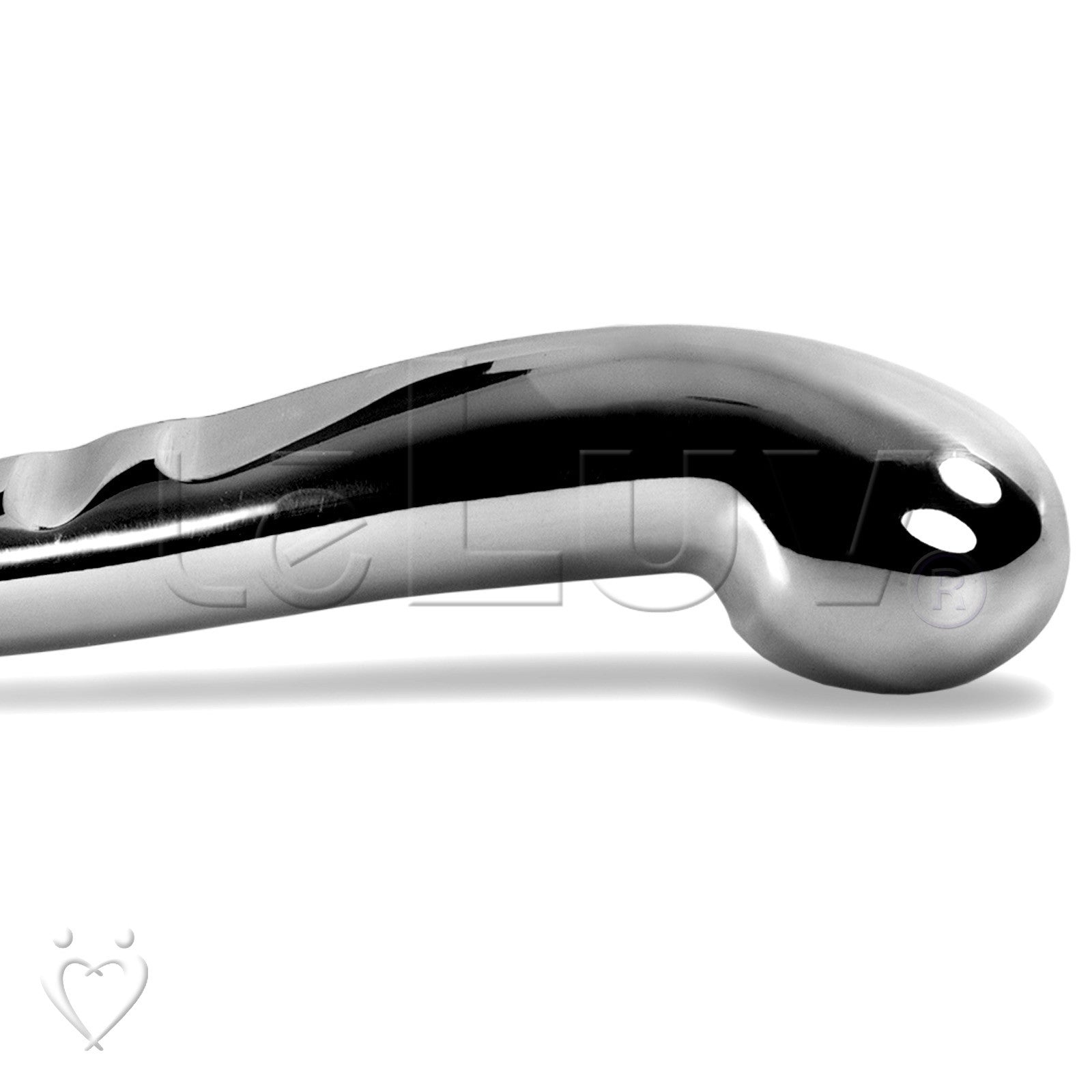 Dildo Stainless Steel Double Ended Curved Ribbed