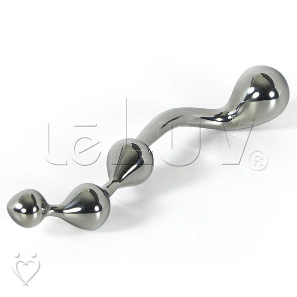 Dildo Kinky Wand Solid Stainless Steel Beaded Curved