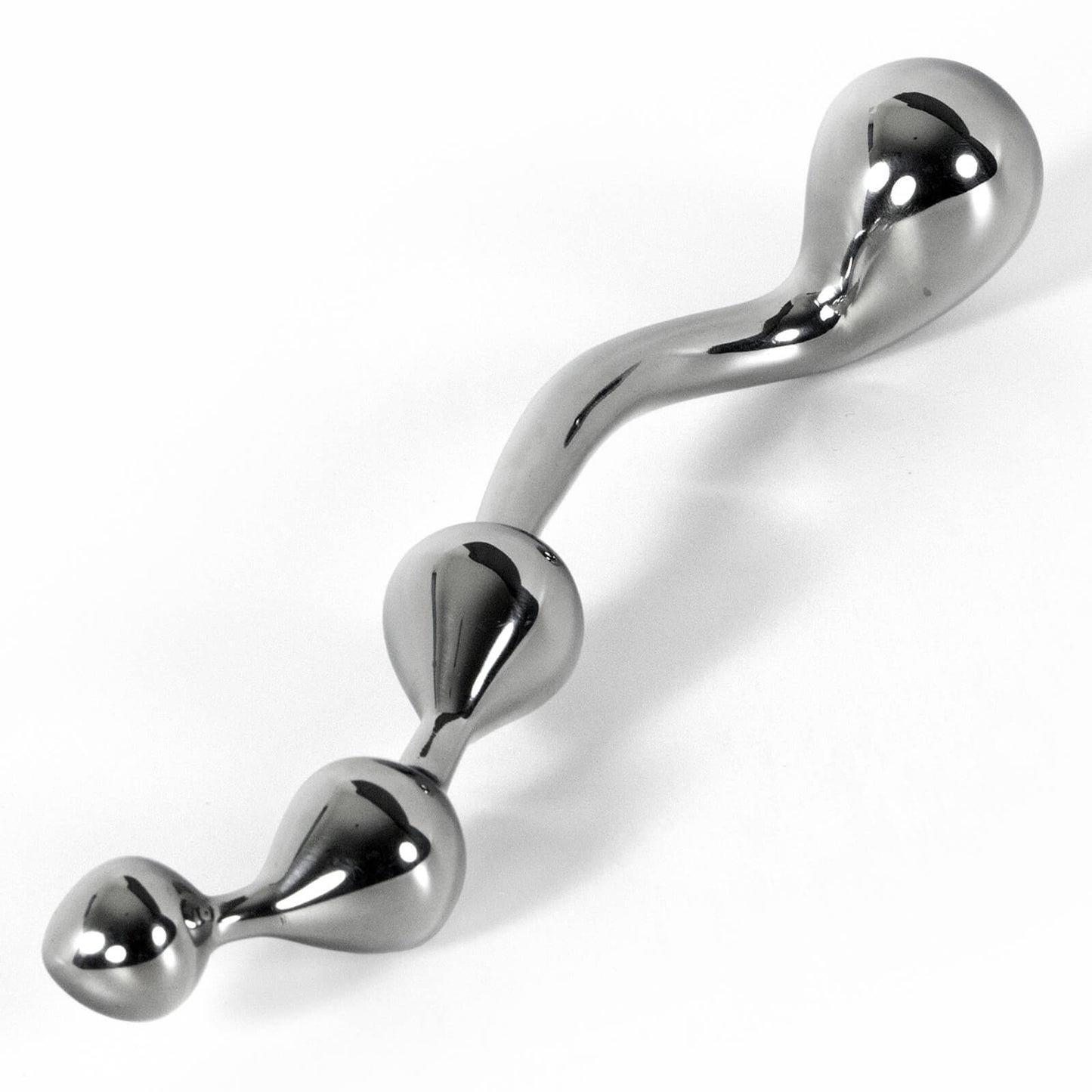 Dildo Kinky Wand Solid Stainless Steel Beaded Curved