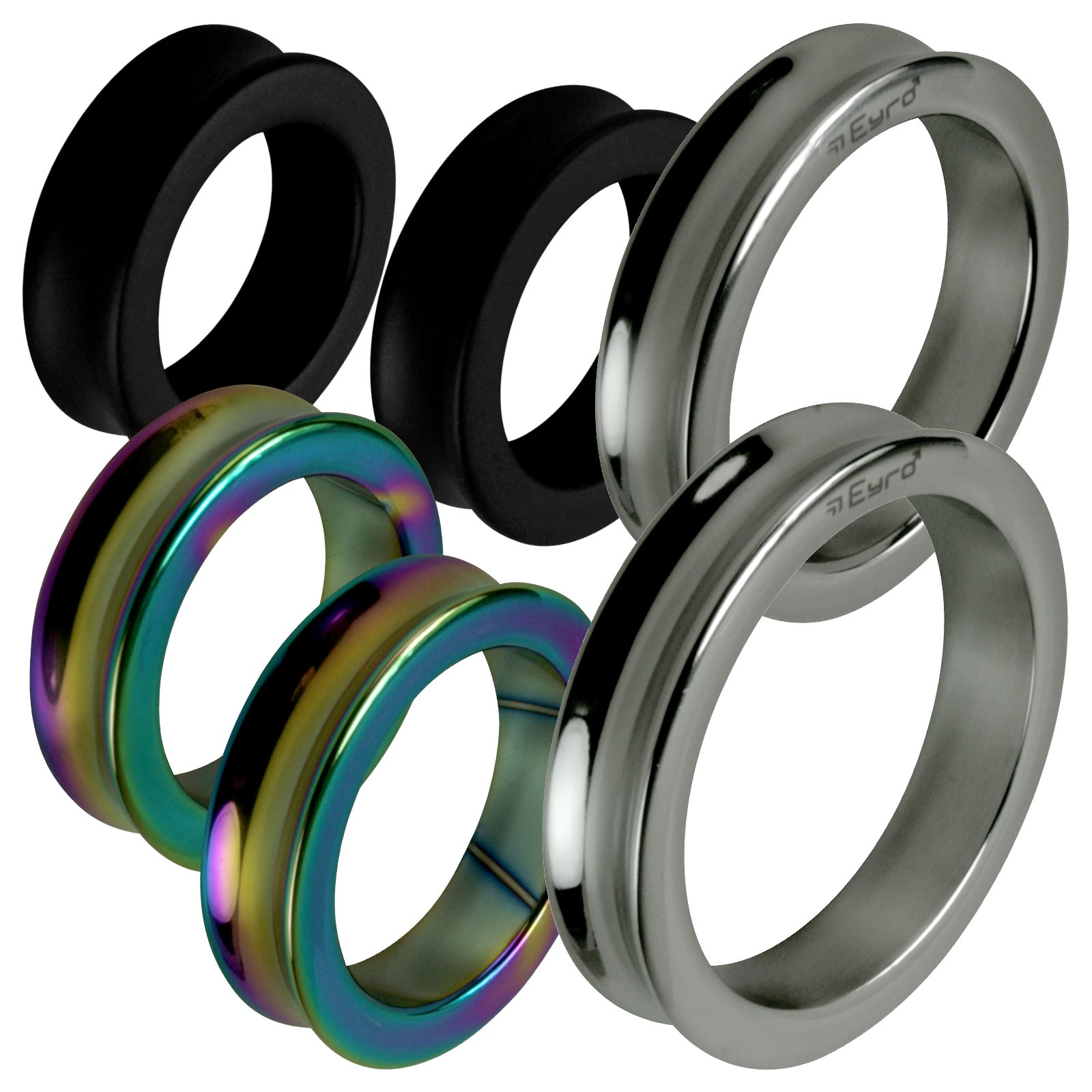 Imperator Concave Edge Stainless Steel Cock Rings in Three Finishes