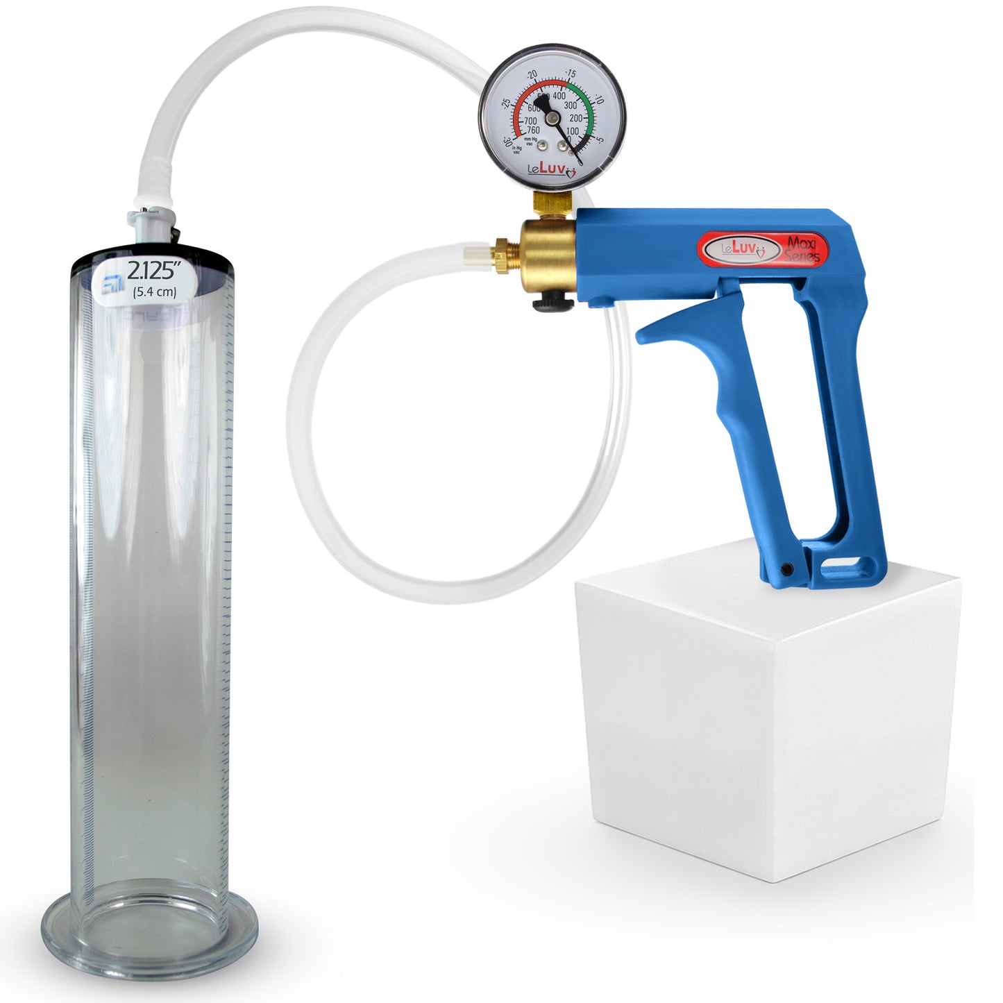 LeLuv Maxi Blue Handle Clear Hose | Penis Pump 9"/12" Length | WIDE FLANGE Cylinder