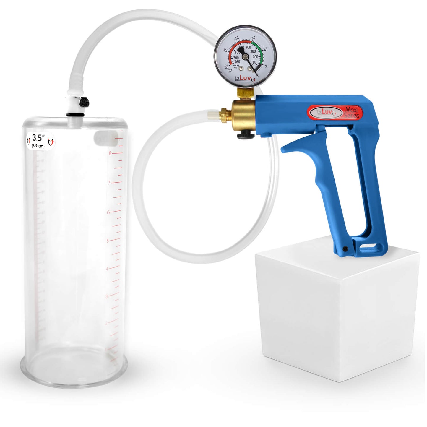 LeLuv MAXI Penis Pump Blue/Purple Handle | 9"/12" Length x Diameter 1.35"-5.00"