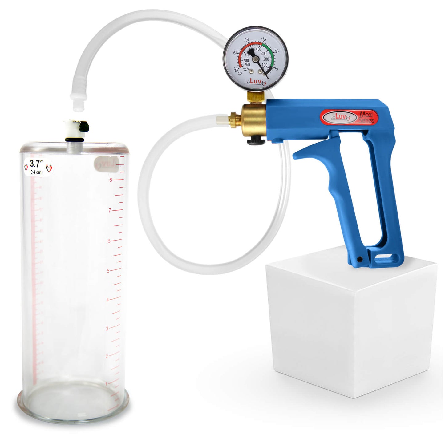 LeLuv MAXI Penis Pump Blue/Purple Handle | 9"/12" Length x Diameter 1.35"-5.00"