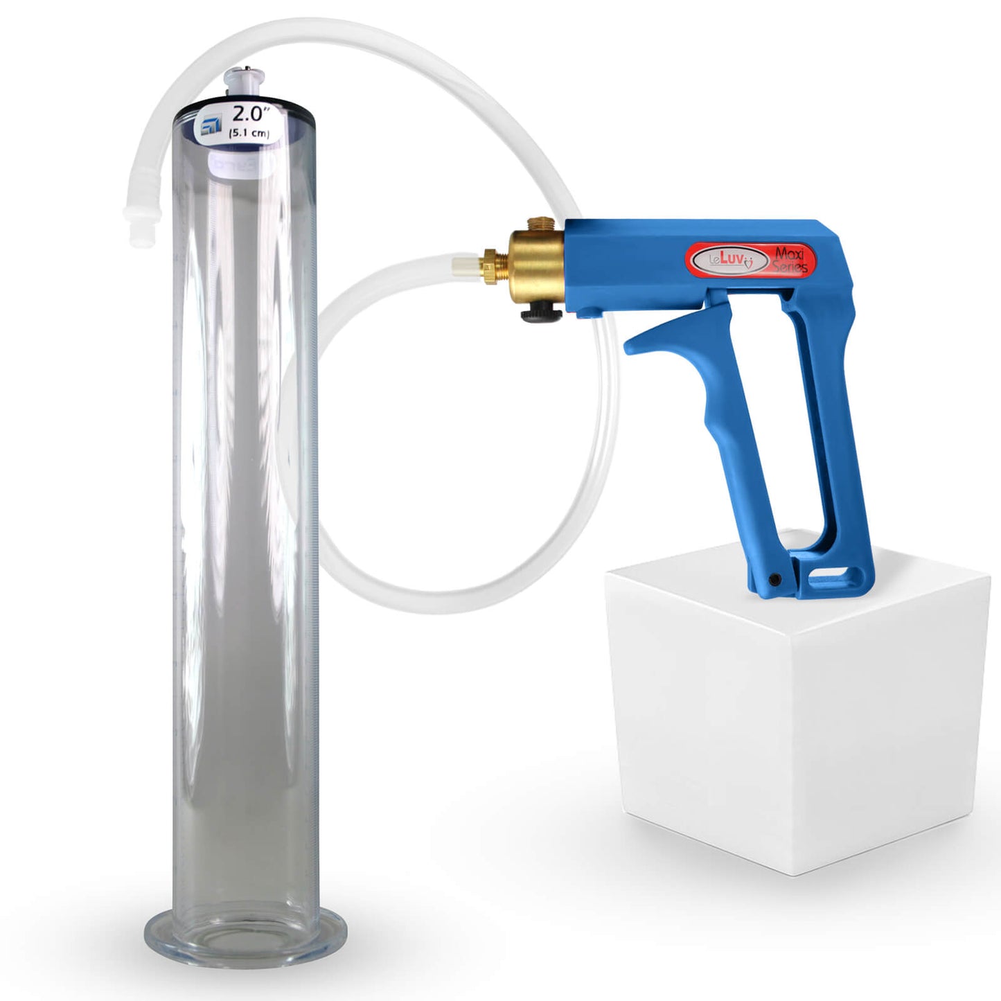 LeLuv Maxi Blue Handle Clear Hose | Penis Pump 9"/12" Length | WIDE FLANGE Cylinder