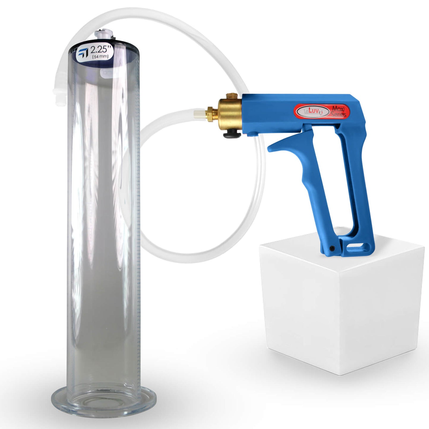 LeLuv Maxi Blue Handle Clear Hose | Penis Pump 9"/12" Length | WIDE FLANGE Cylinder