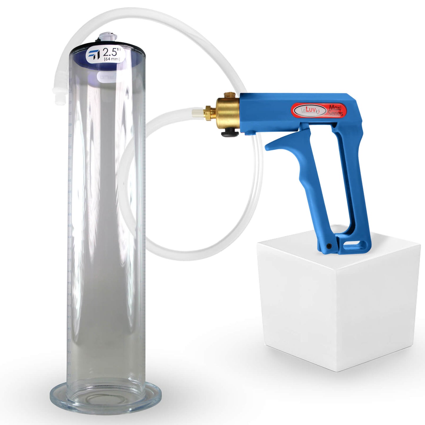 LeLuv Maxi Blue Handle Clear Hose | Penis Pump 9"/12" Length | WIDE FLANGE Cylinder