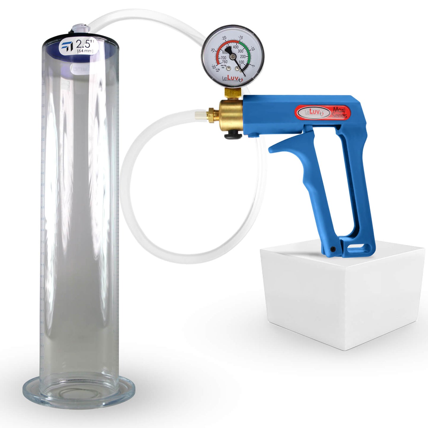 LeLuv Maxi Blue Handle Clear Hose | Penis Pump 9"/12" Length | WIDE FLANGE Cylinder