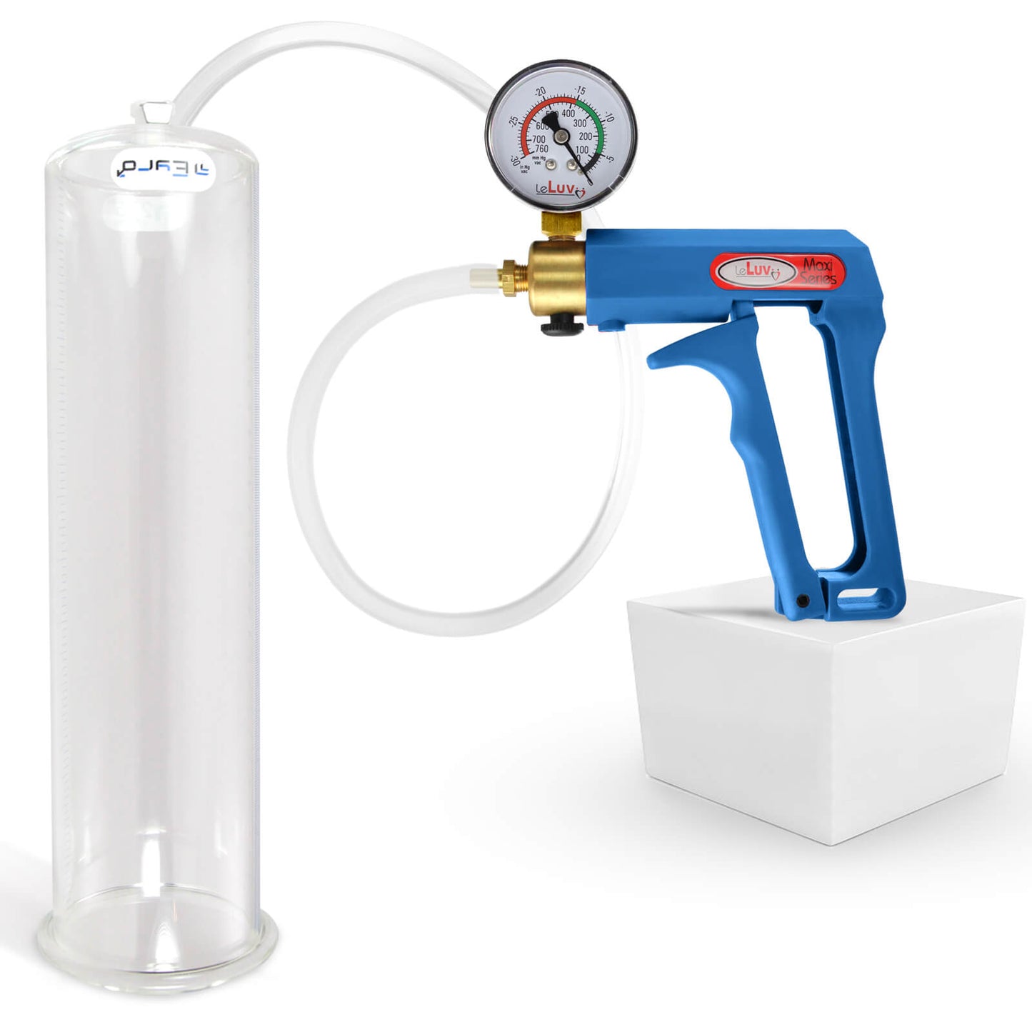 LeLuv MAXI Penis Pump Blue/Purple Handle | 9"/12" Length x Diameter 1.35"-5.00"
