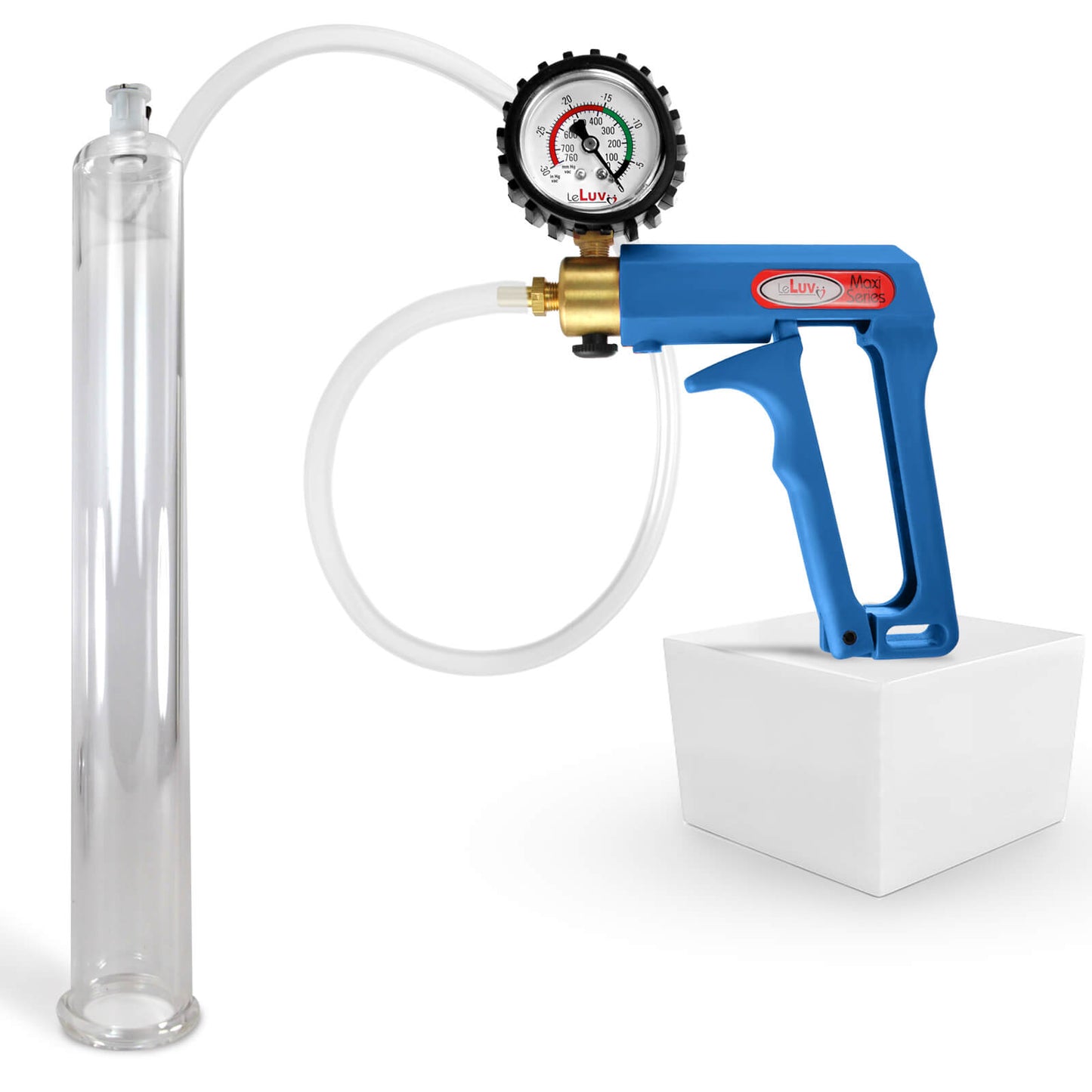 LeLuv MAXI Penis Pump Blue/Purple Handle | 9"/12" Length x Diameter 1.35"-5.00"