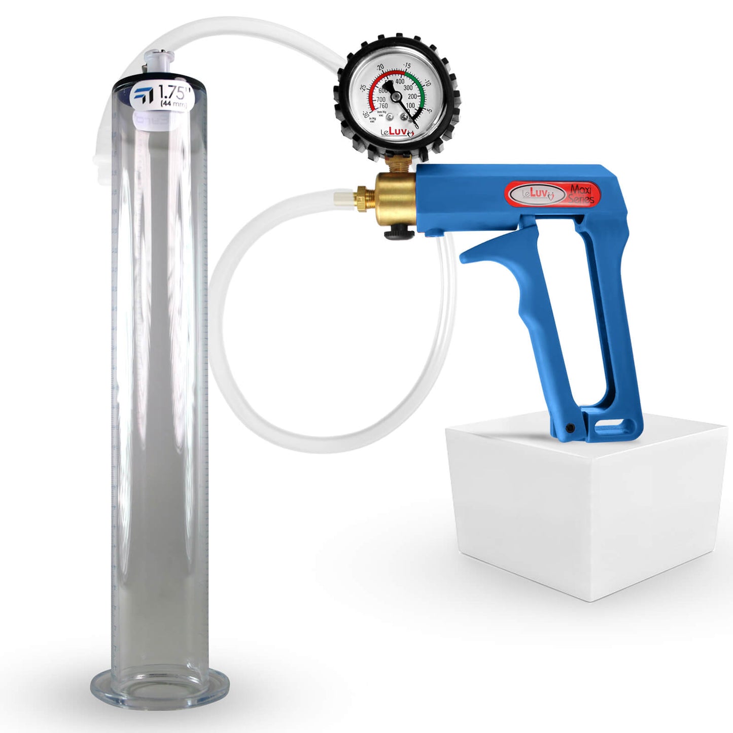 LeLuv Maxi Blue Handle Clear Hose | Penis Pump 9"/12" Length | WIDE FLANGE Cylinder