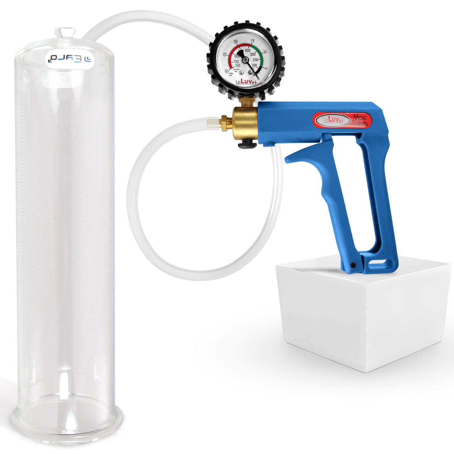 LeLuv MAXI Penis Pump Blue/Purple Handle | 9"/12" Length x Diameter 1.35"-5.00"