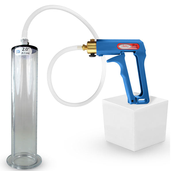 LeLuv Maxi Blue Handle Clear Hose | Penis Pump 9"/12" Length | WIDE FLANGE Cylinder