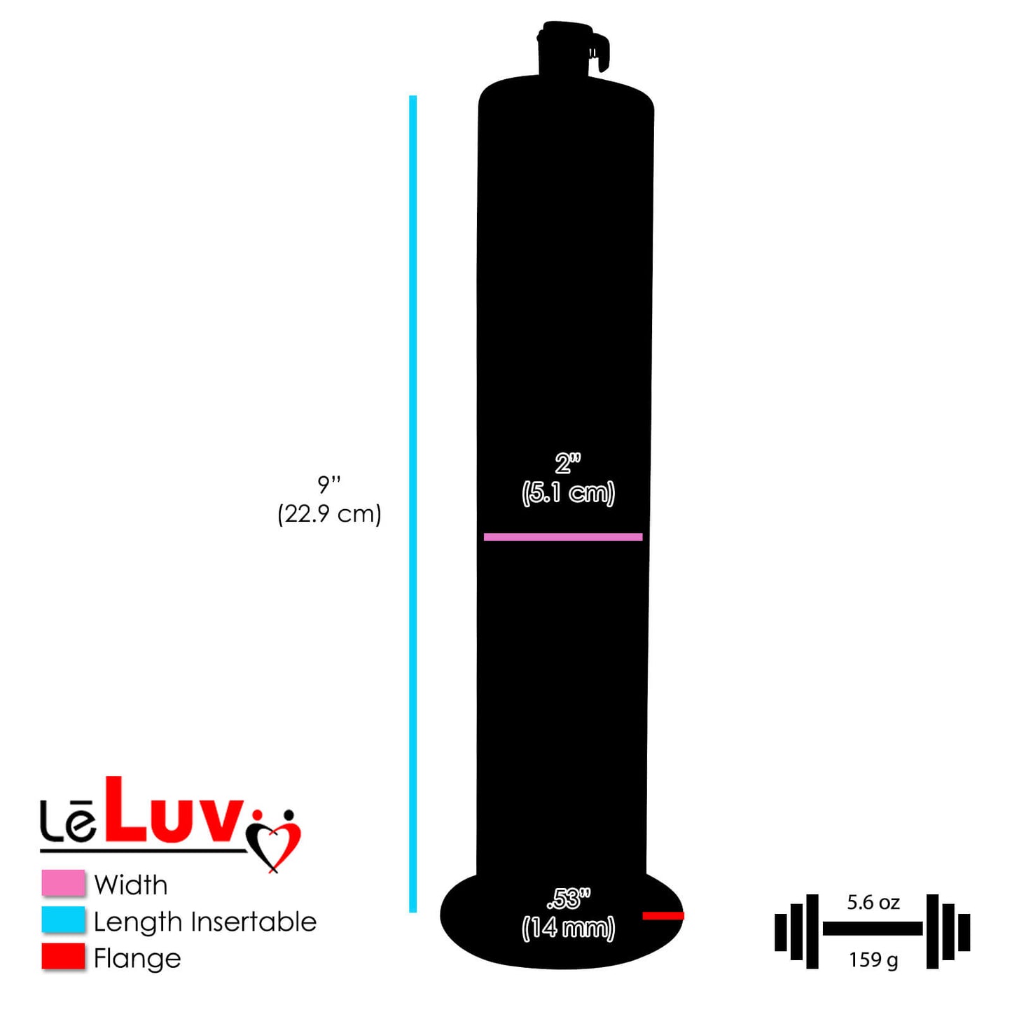 LeLuv Maxi Penis Pump with Clear Hose | Wide Flange Cylinder