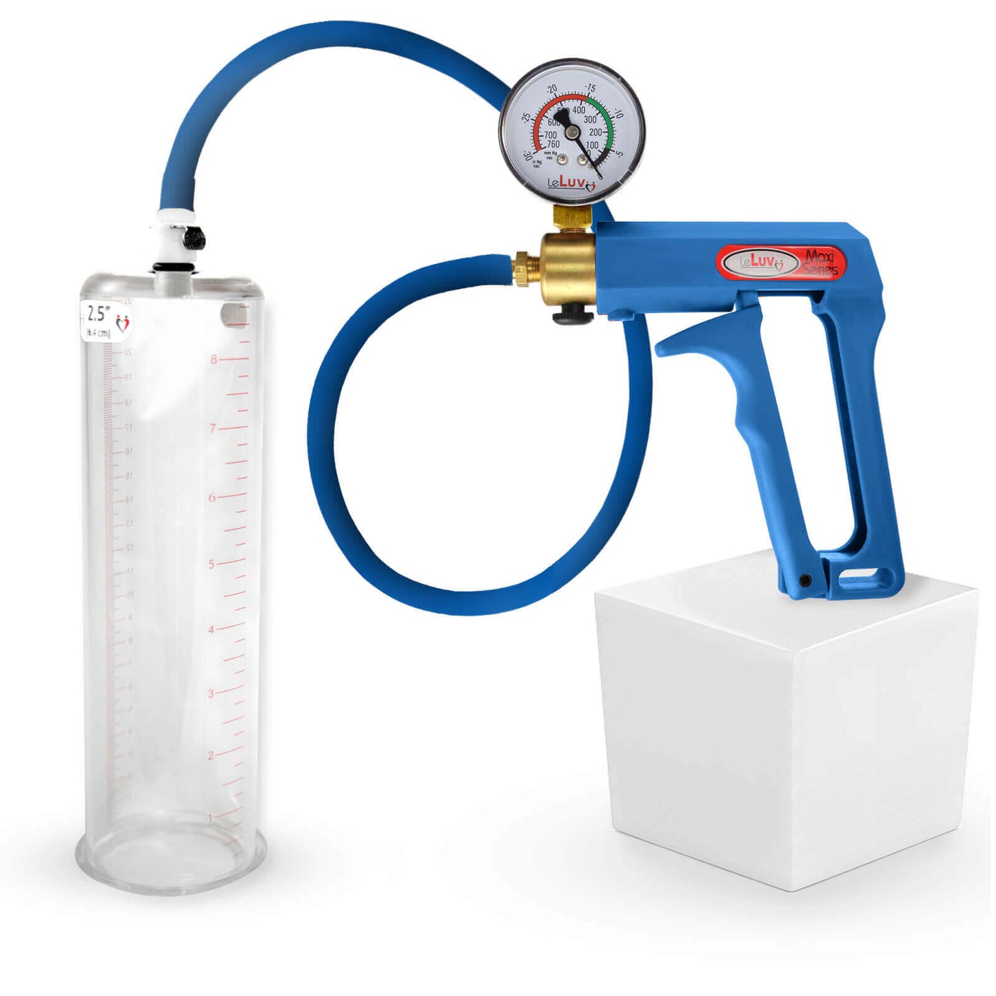 LeLuv Maxi Penis Pump | Blue/Purple Handle, Silicone Hose, No Gauge | Round Flange Cylinder