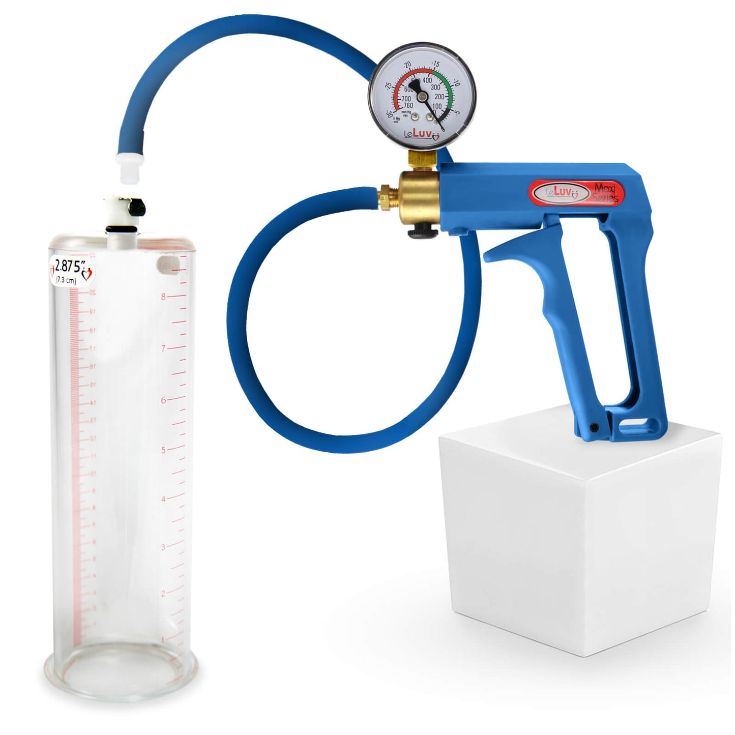 LeLuv Maxi Penis Pump | Blue/Purple Handle, Silicone Hose, No Gauge | Round Flange Cylinder