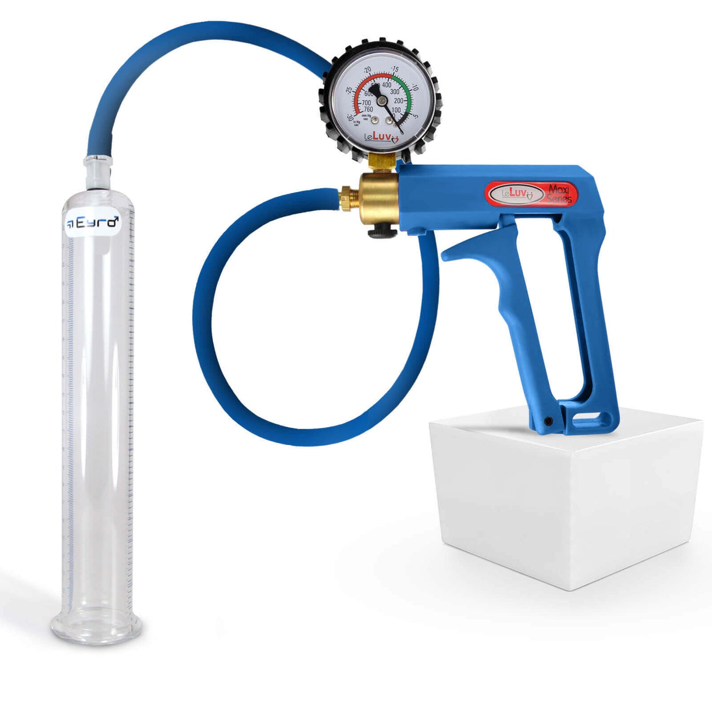 LeLuv Maxi Penis Pump | Blue/Purple Handle, Silicone Hose, No Gauge | Round Flange Cylinder