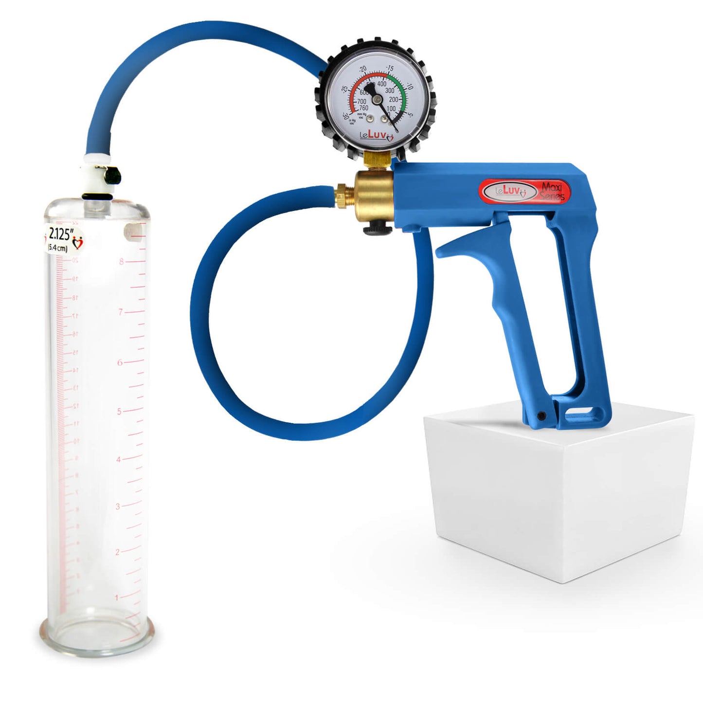 LeLuv Maxi Penis Pump | Blue/Purple Handle, Silicone Hose, No Gauge | Round Flange Cylinder