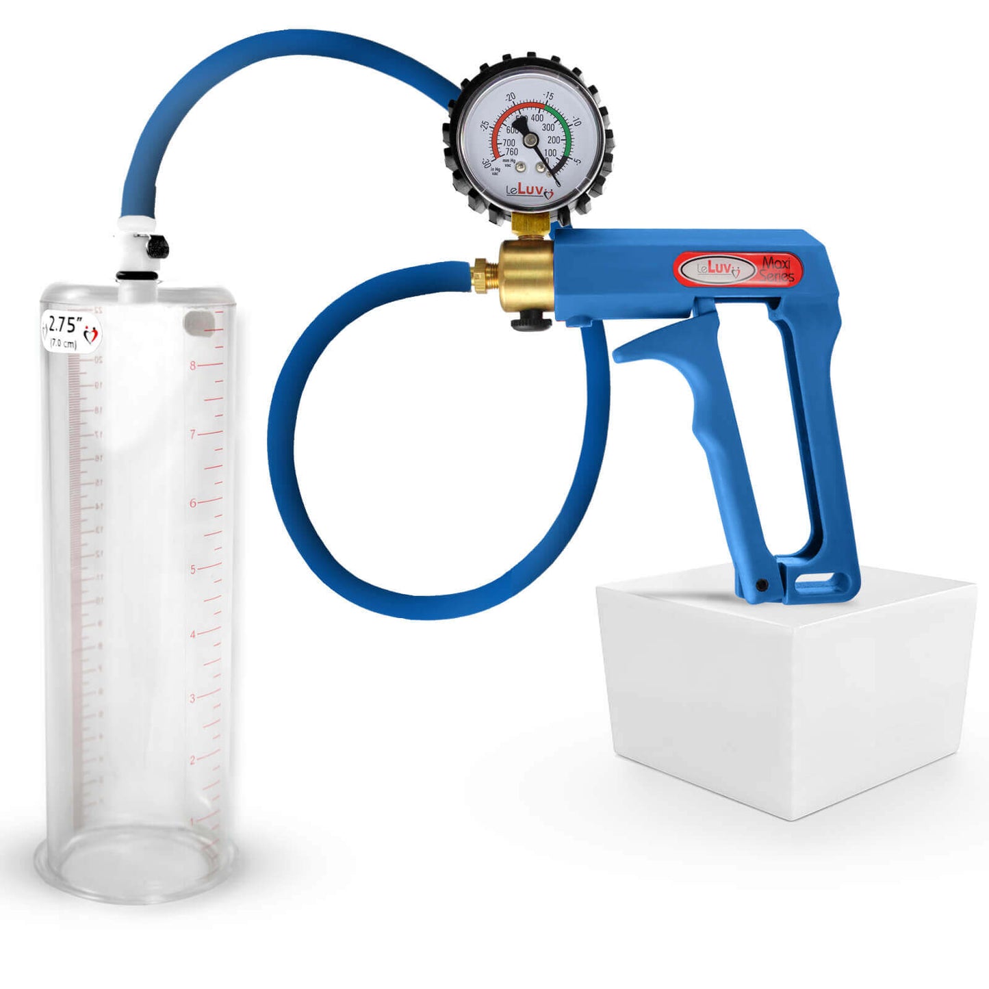 LeLuv Maxi Penis Pump | Blue/Purple Handle, Silicone Hose, No Gauge | Round Flange Cylinder