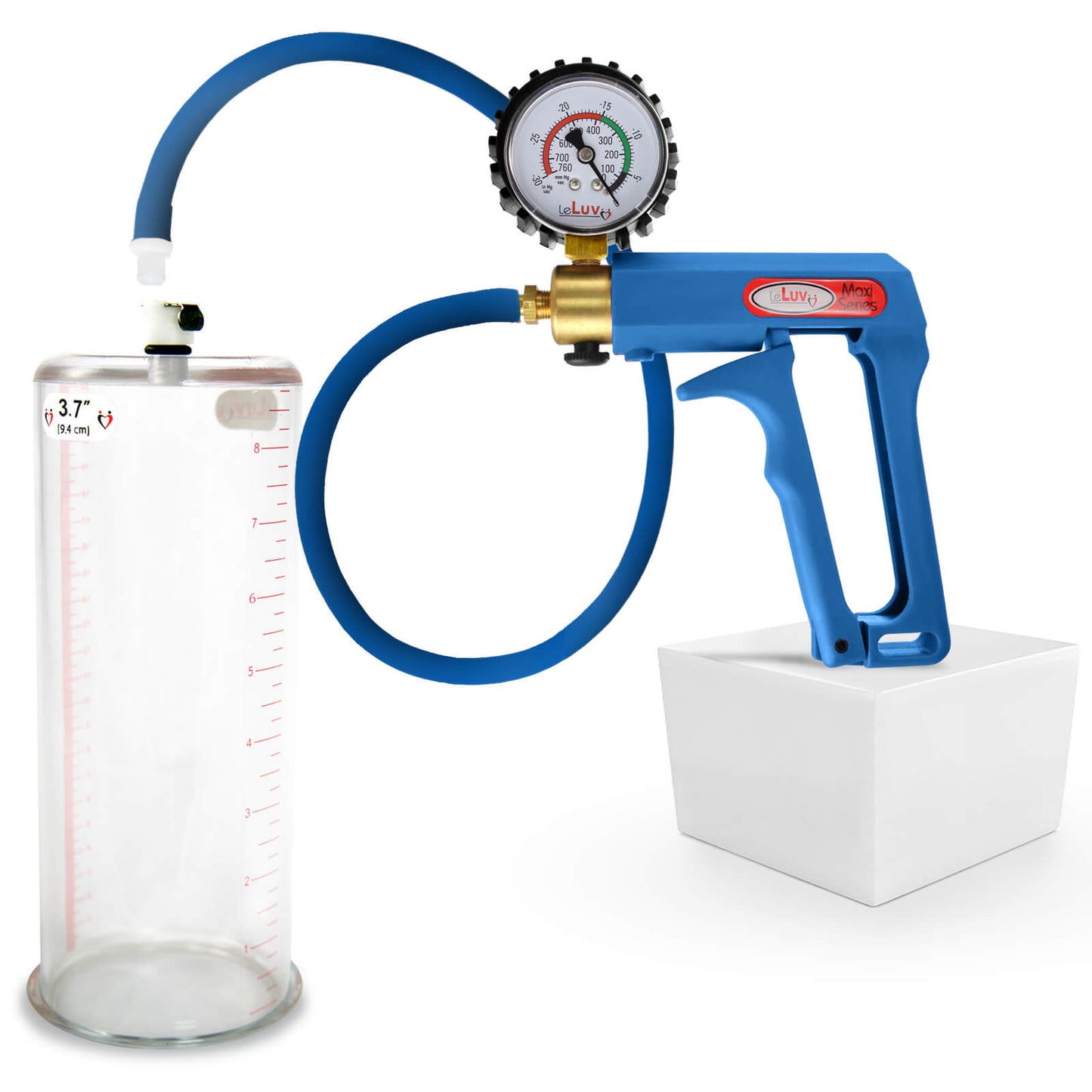 LeLuv Maxi Penis Pump | Blue/Purple Handle, Silicone Hose, No Gauge | Round Flange Cylinder