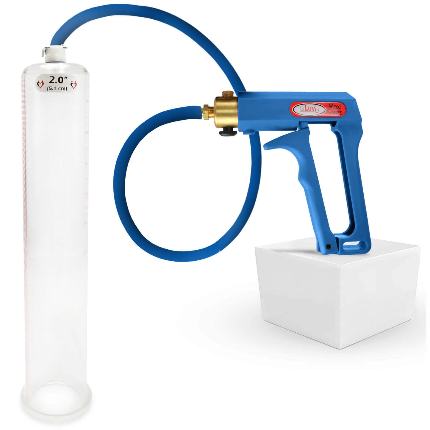 LeLuv Maxi Penis Pump | Blue/Purple Handle, Silicone Hose, No Gauge | Round Flange Cylinder