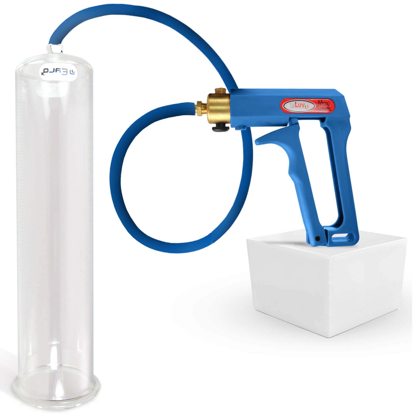 LeLuv Maxi Penis Pump | Blue/Purple Handle, Silicone Hose, No Gauge | Round Flange Cylinder