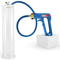 LeLuv Maxi Penis Pump | Blue/Purple Handle, Silicone Hose, No Gauge | Round Flange Cylinder