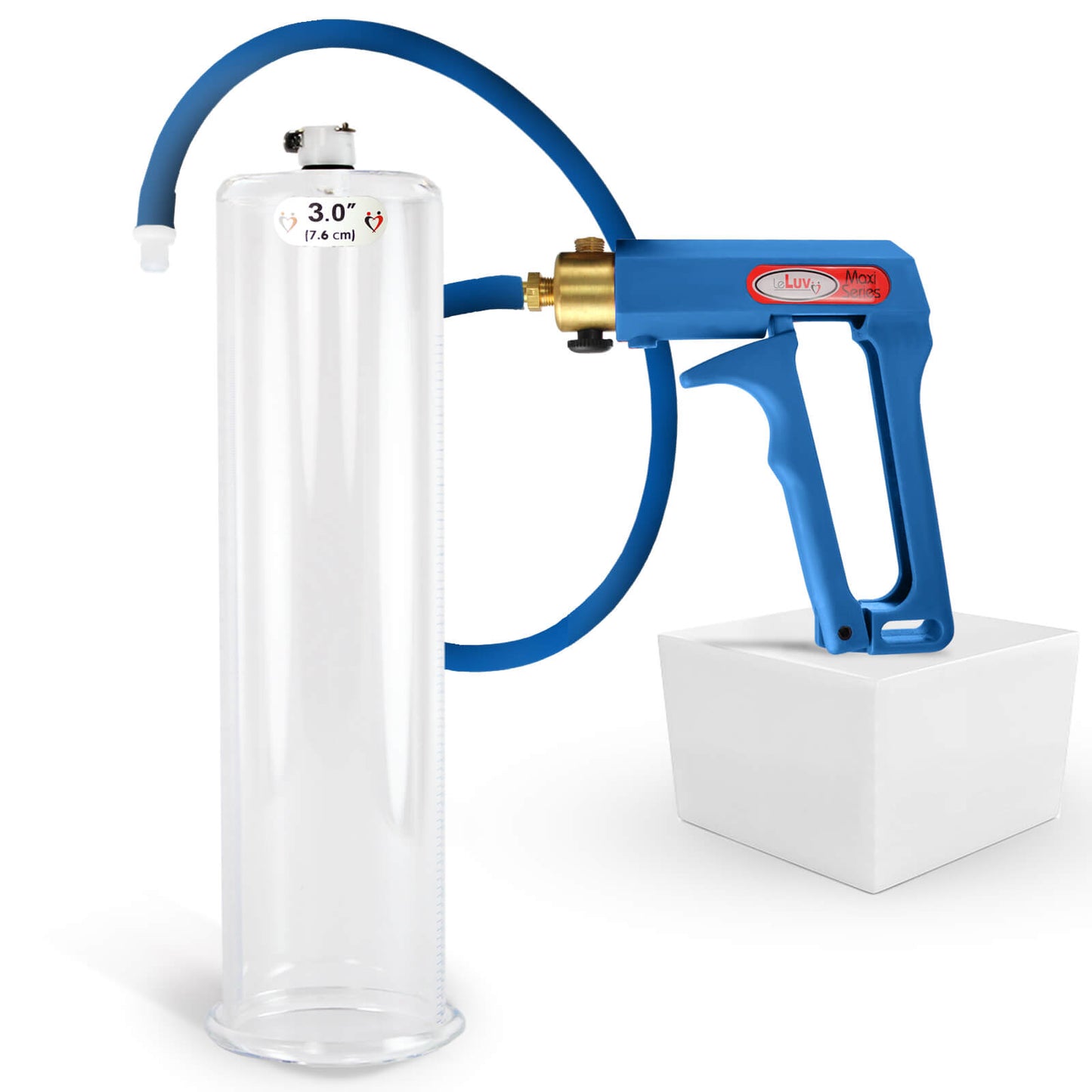 LeLuv Maxi Penis Pump | Blue/Purple Handle, Silicone Hose, No Gauge | Round Flange Cylinder