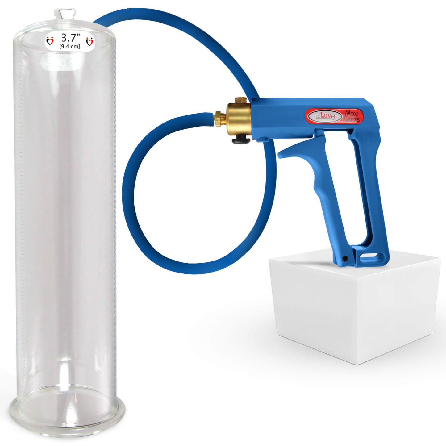 LeLuv Maxi Penis Pump | Blue/Purple Handle, Silicone Hose, No Gauge | Round Flange Cylinder