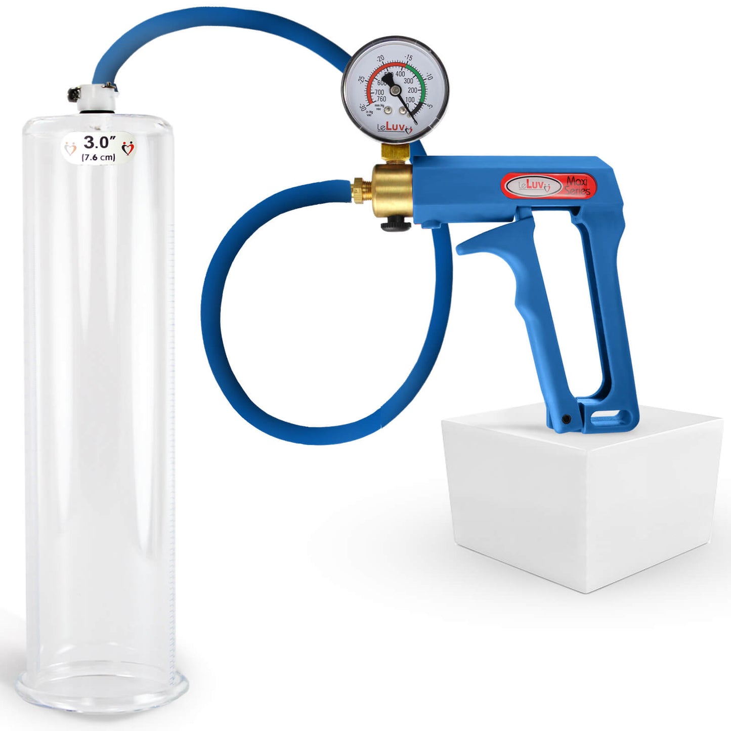 LeLuv Maxi Penis Pump | Blue/Purple Handle, Silicone Hose, No Gauge | Round Flange Cylinder