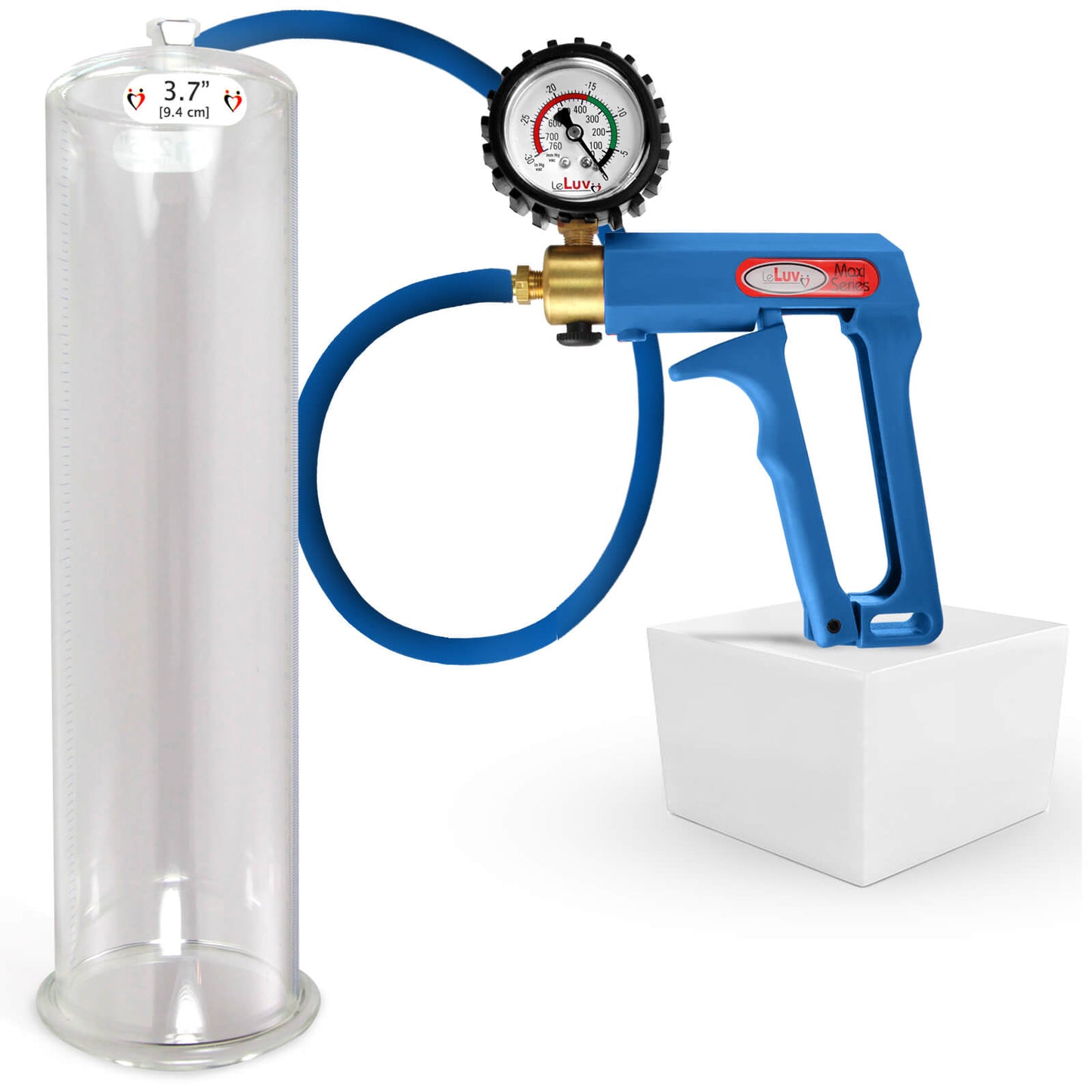 LeLuv Maxi Penis Pump | Blue/Purple Handle, Silicone Hose, No Gauge | Round Flange Cylinder