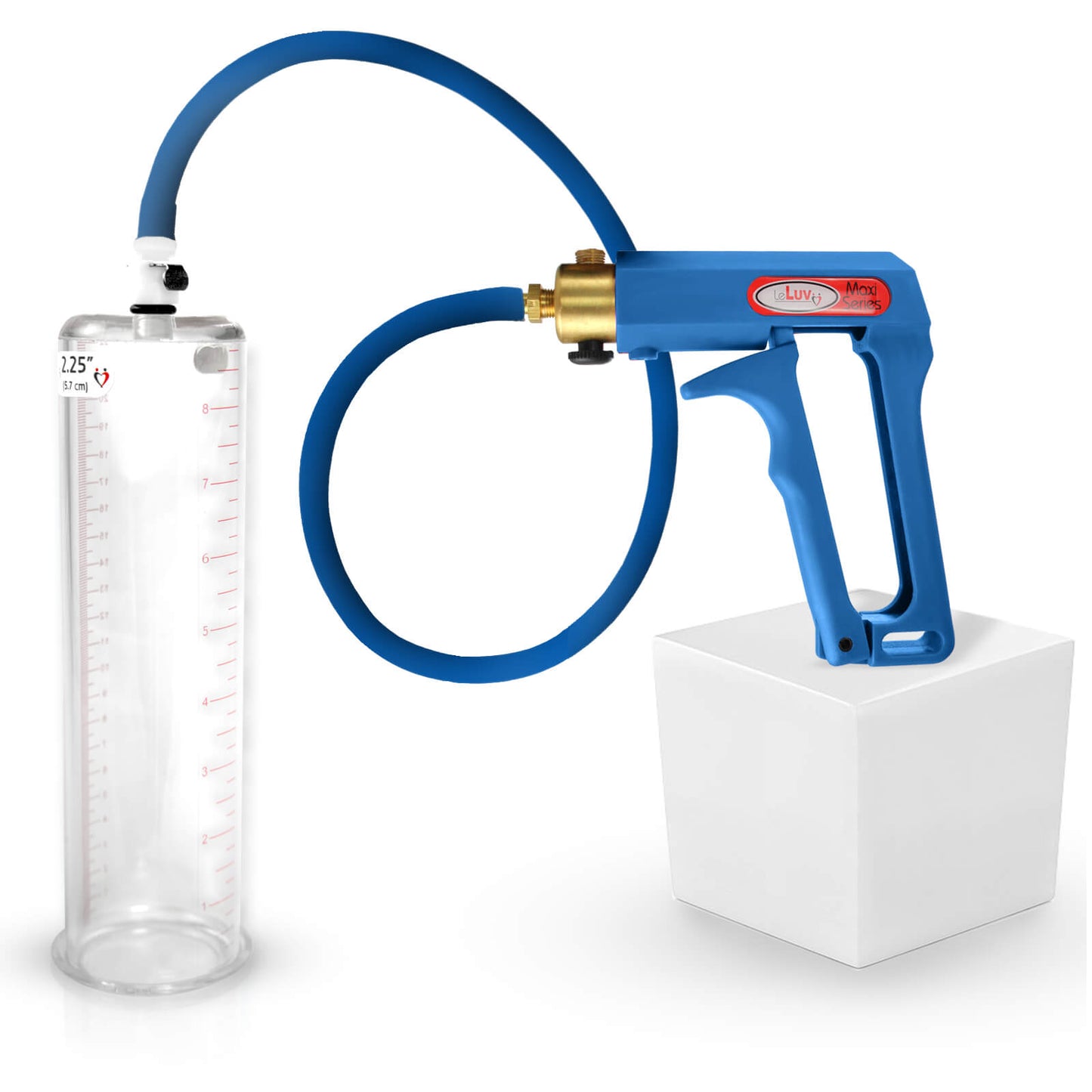 LeLuv Maxi Penis Pump | Blue/Purple Handle, Silicone Hose, No Gauge | Round Flange Cylinder