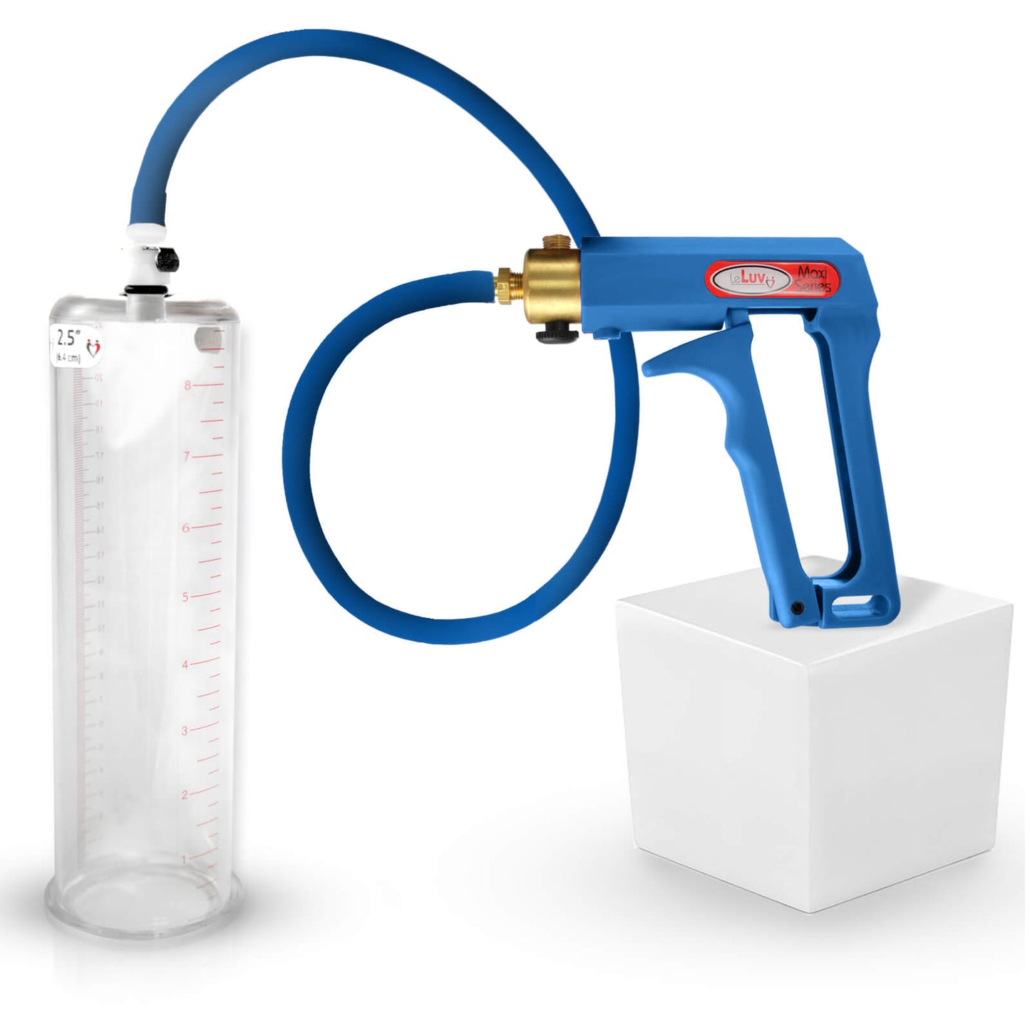 LeLuv Maxi Penis Pump | Blue/Purple Handle, Silicone Hose, No Gauge | Round Flange Cylinder