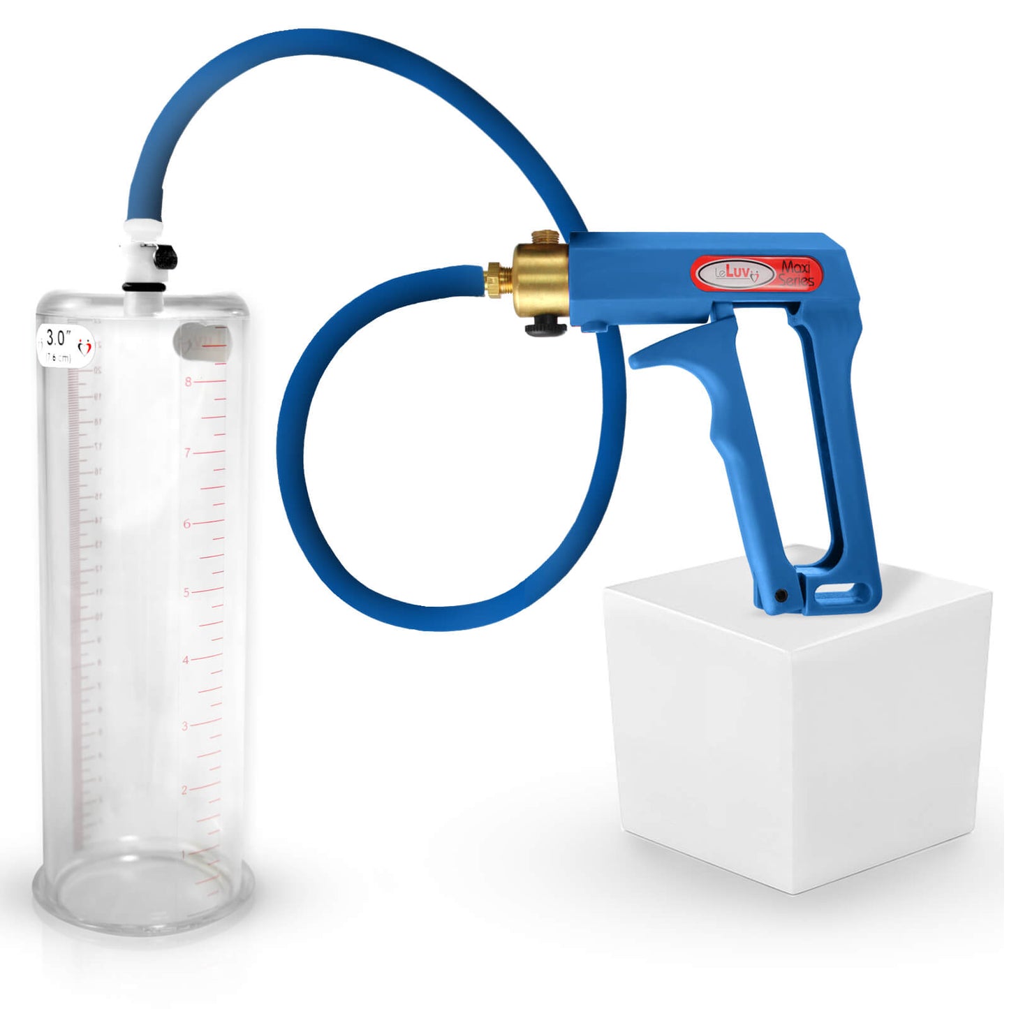 LeLuv Maxi Penis Pump | Blue/Purple Handle, Silicone Hose, No Gauge | Round Flange Cylinder