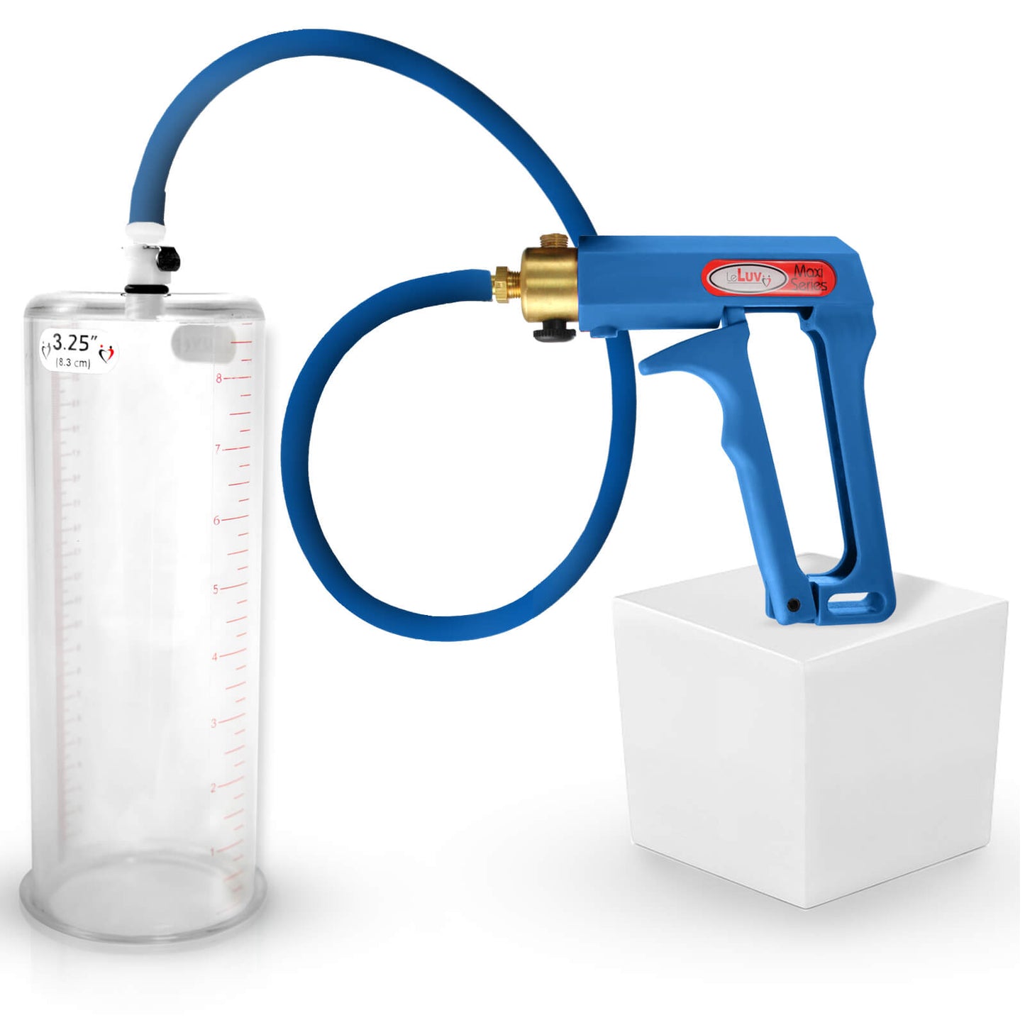 LeLuv Maxi Penis Pump | Blue/Purple Handle, Silicone Hose, No Gauge | Round Flange Cylinder