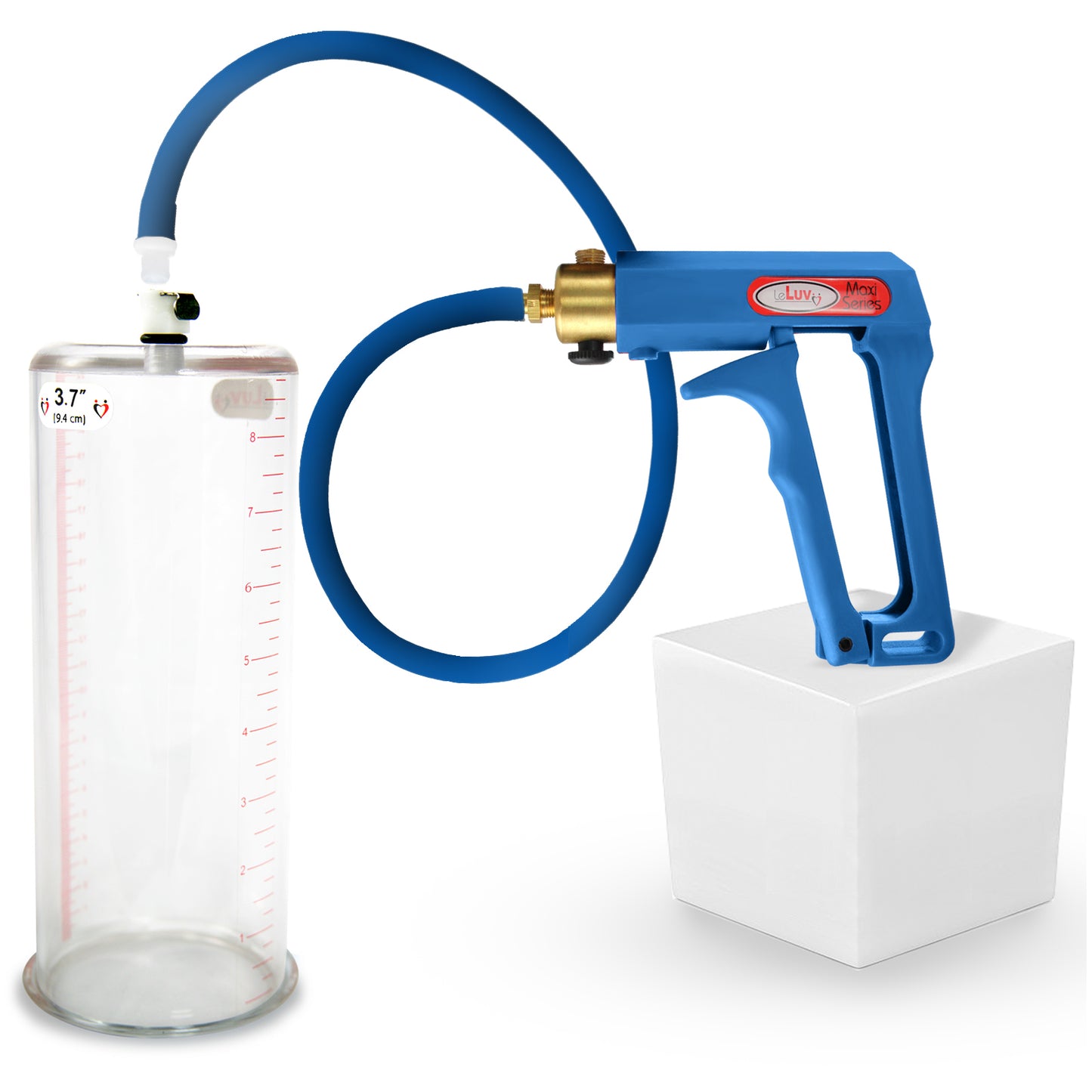 LeLuv Maxi Penis Pump | Blue/Purple Handle, Silicone Hose, No Gauge | Round Flange Cylinder