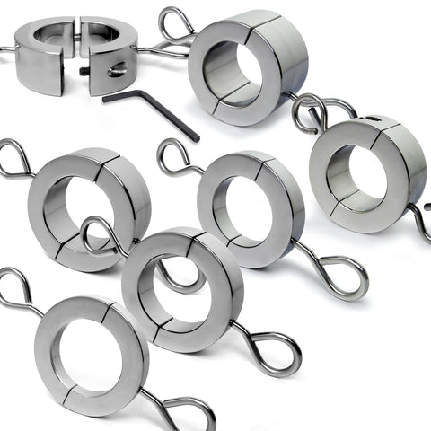 LeLuv Eyro CBT Cock Ring Testicle Stretcher w/ Eye Hooks Stainless Steel  (38.1mm Height, 30 mm (1.18))