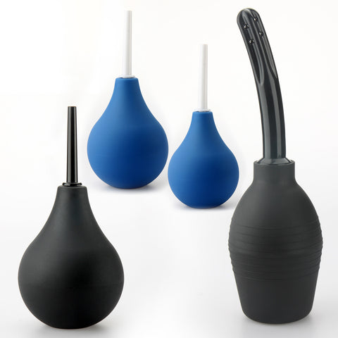 LeLuv Cleansing Douche - Dishwasher Safe - 3 Sizes - Black/Blue Silicone