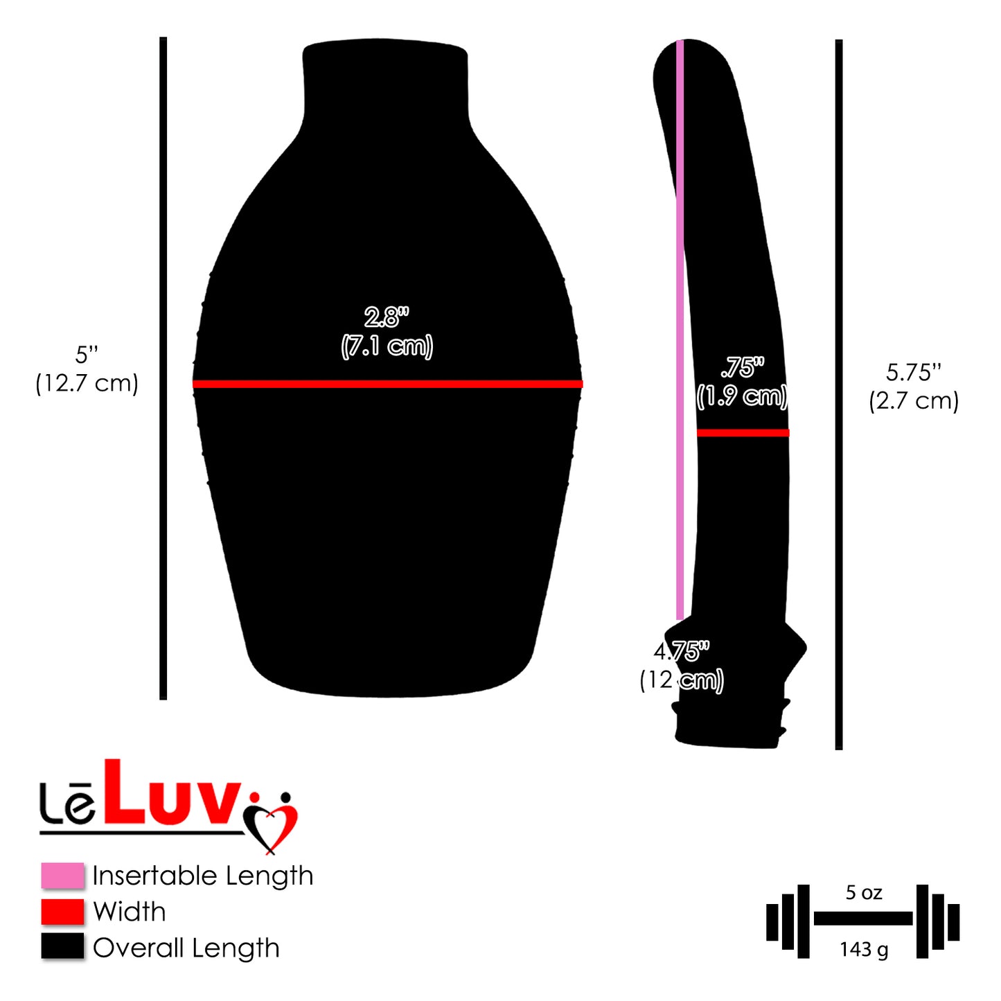 LeLuv Cleansing Douche - Dishwasher Safe - 3 Sizes - Black/Blue Silicone