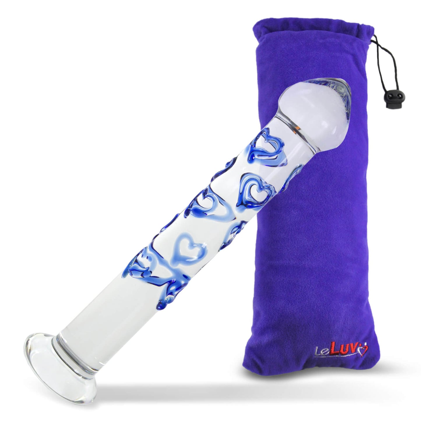 LeLuv Glass 7 Inch Sweet Hearts Wand Mushroom Tip Dildo