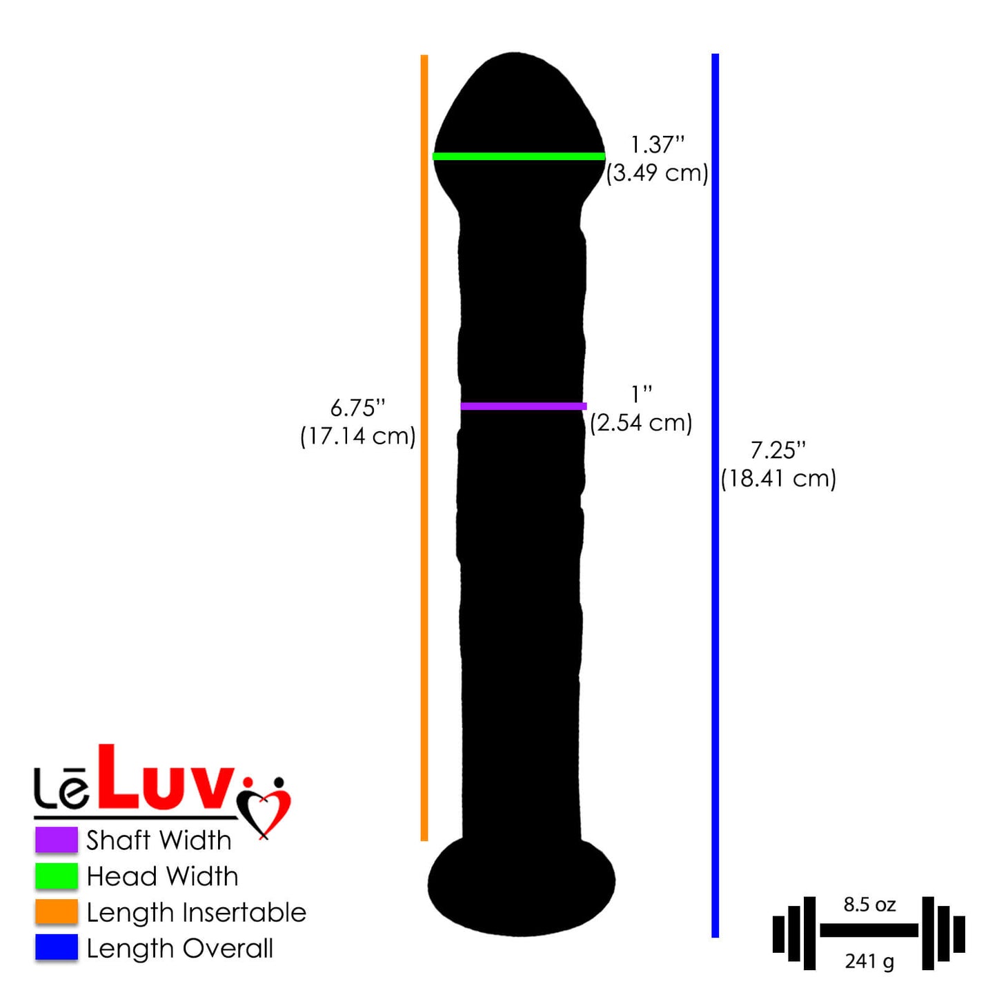 LeLuv Glass 7 Inch Sweet Hearts Wand Mushroom Tip Dildo