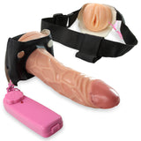 LeLuv 7" Vibrating Hollow Male Strap-On w/ Realistic Opening