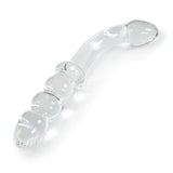 LeLuv Glass 7.5 Inch Bent Wand Beaded G-Spot Dildo