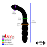 LeLuv Glass 7.5 Inch Bent Wand Beaded G-Spot Dildo