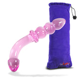 LeLuv Glass 7.5 Inch Bent Wand Beaded G-Spot Dildo