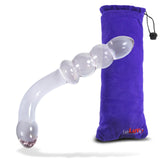 LeLuv Glass 7.5 Inch Bent Wand Beaded G-Spot Dildo