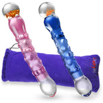 LeLuv Glass 8 Inch Double-ended Flower Head Dildo